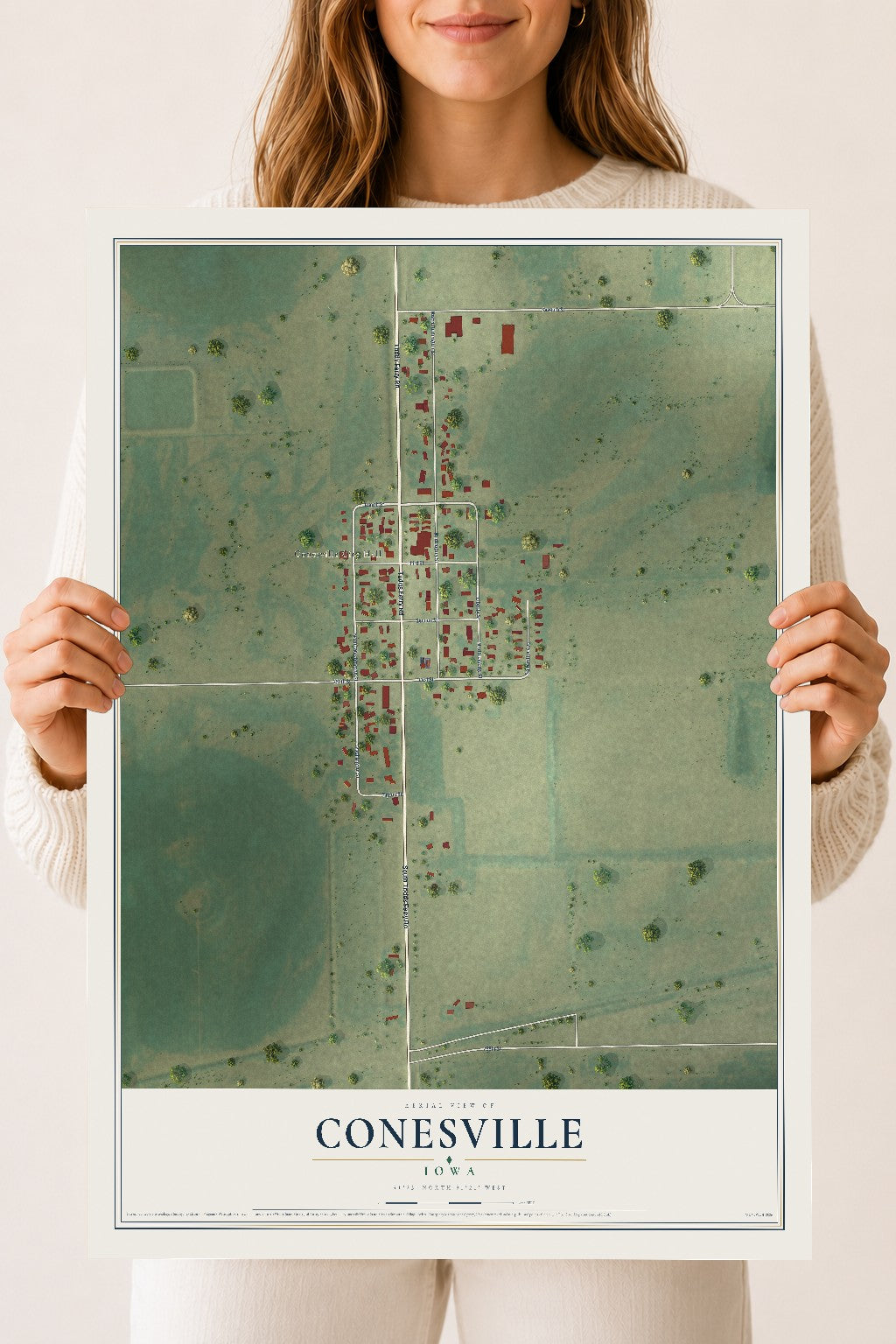 Map of Conesville, Iowa, 18 x 24 inch unframed archival matte print