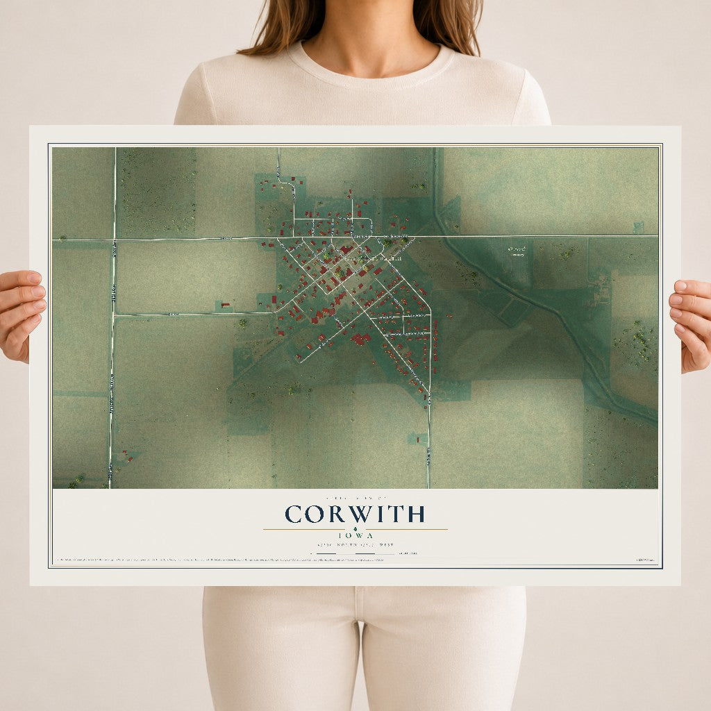 Map of Corwith, Iowa, 18 x 24 inch unframed archival matte print