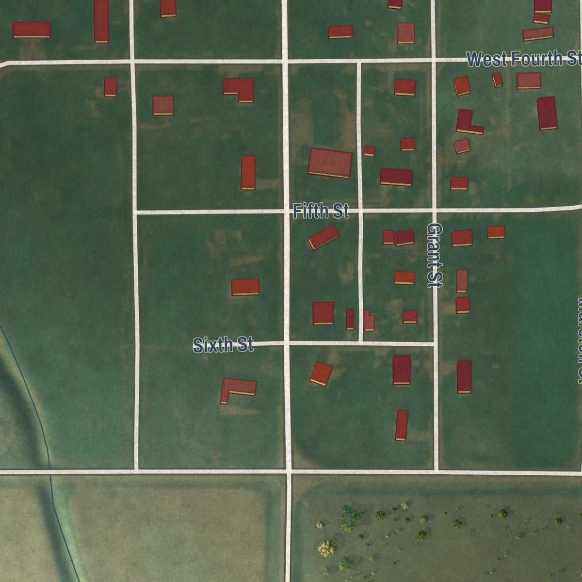 Second close-up of the map of Coulter, Iowa print showing more streets and buildings