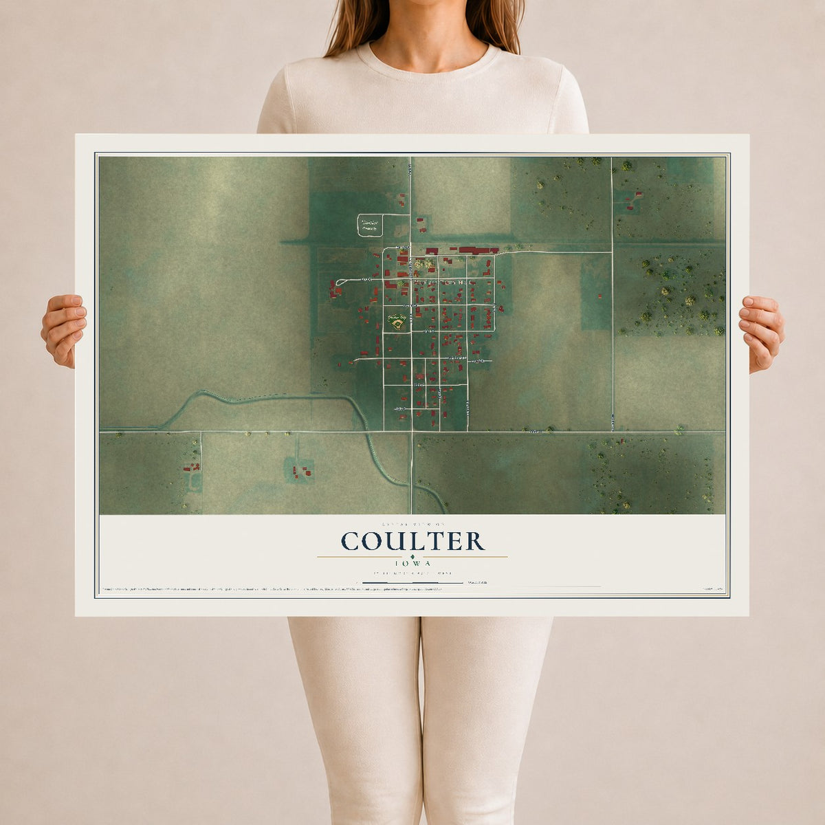 Map of Coulter, Iowa, 24 x 36 inch unframed archival matte print