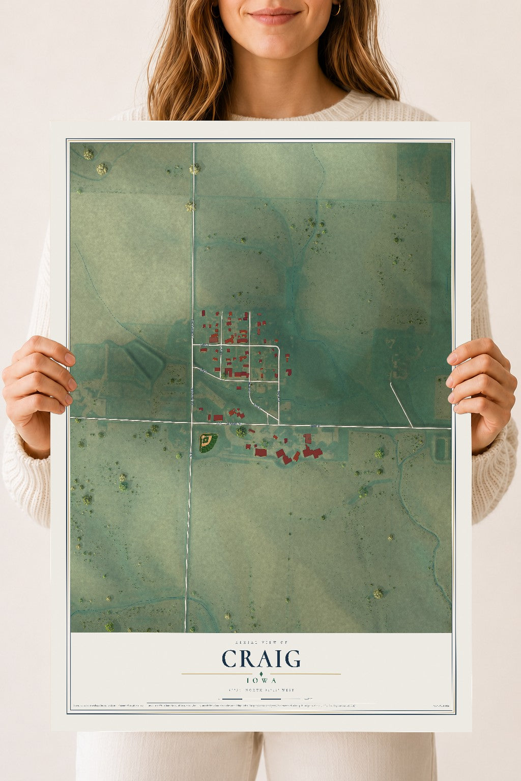 Map of Craig, Iowa, 18 x 24 inch unframed archival matte print
