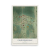 Map of Crawfordsville, Iowa, 12 x 18 inch unframed archival matte print