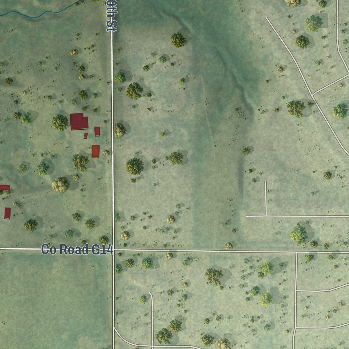 Second close-up of the map of Cumming, Iowa print showing more streets and buildings