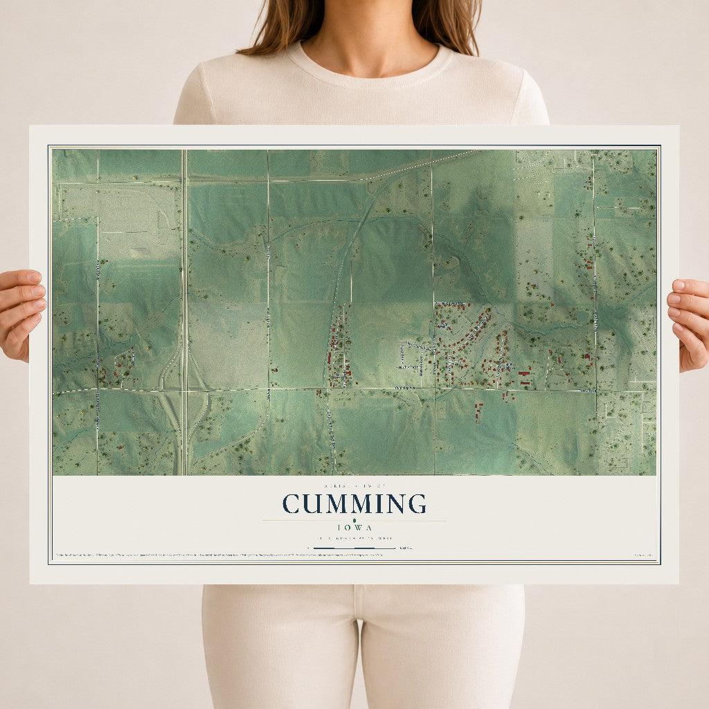 Map of Cumming, Iowa, 18 x 24 inch unframed archival matte print