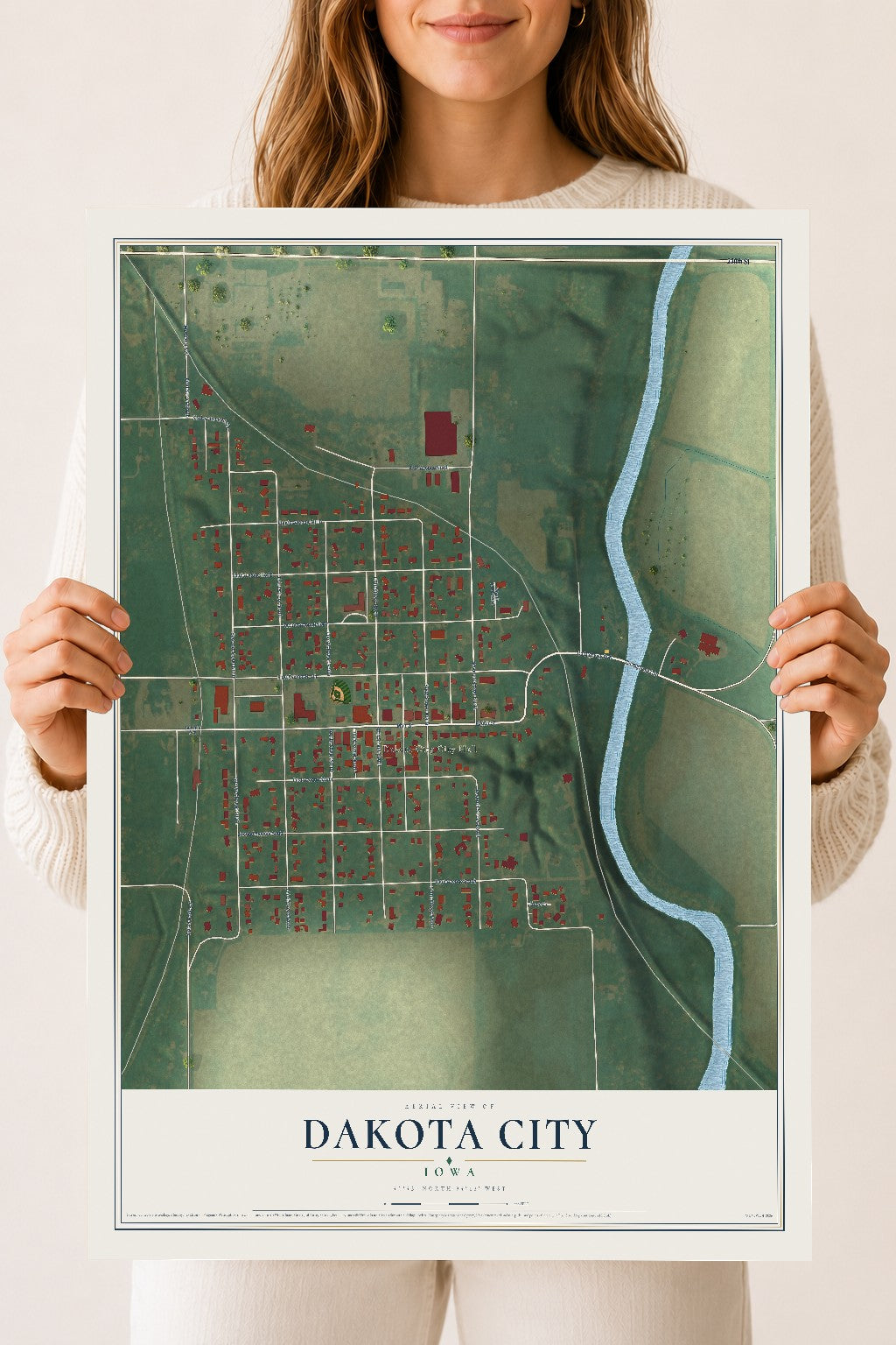 Map of Dakota City, Iowa, 18 x 24 inch unframed archival matte print