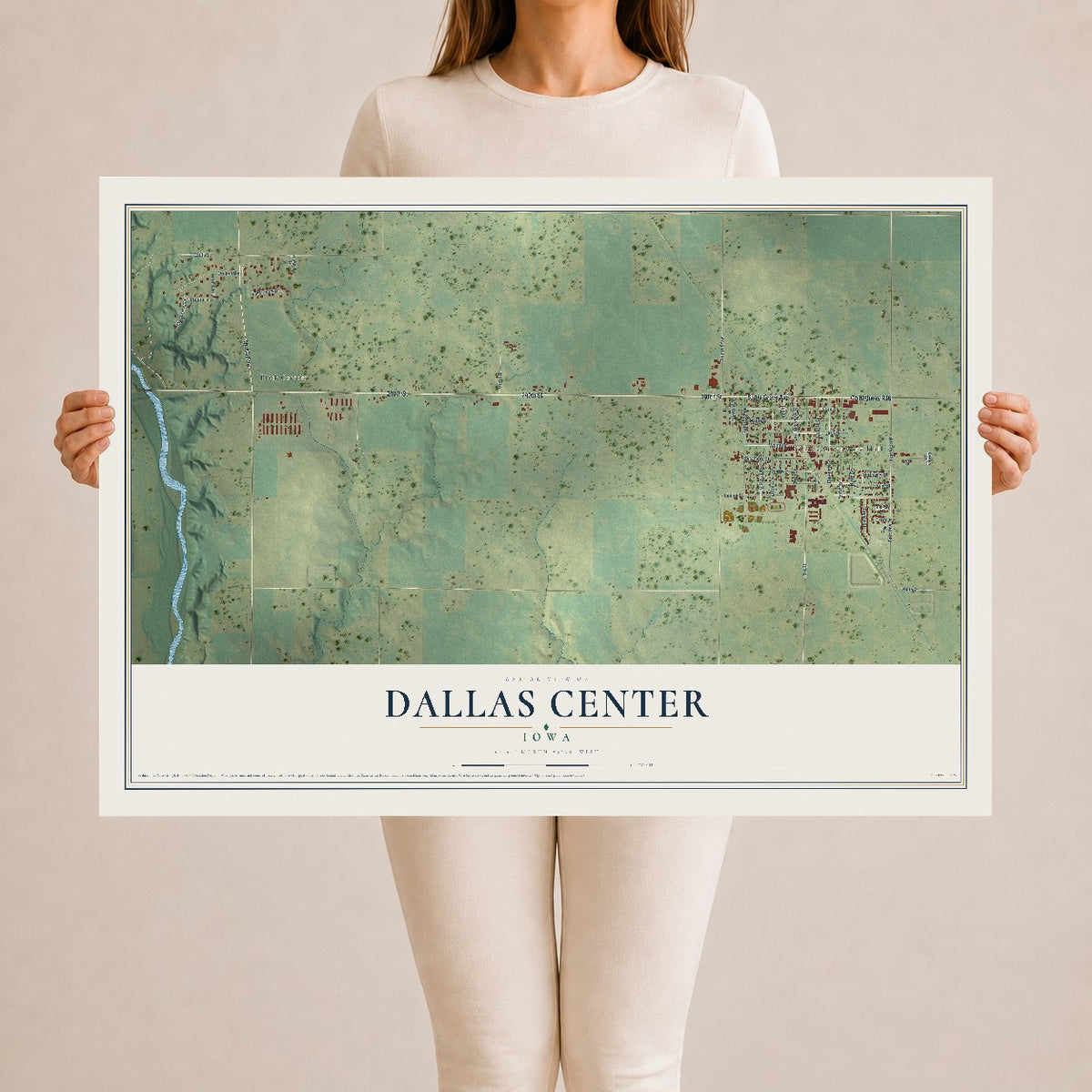 Map of Dallas Center, Iowa, 24 x 36 inch unframed archival matte print