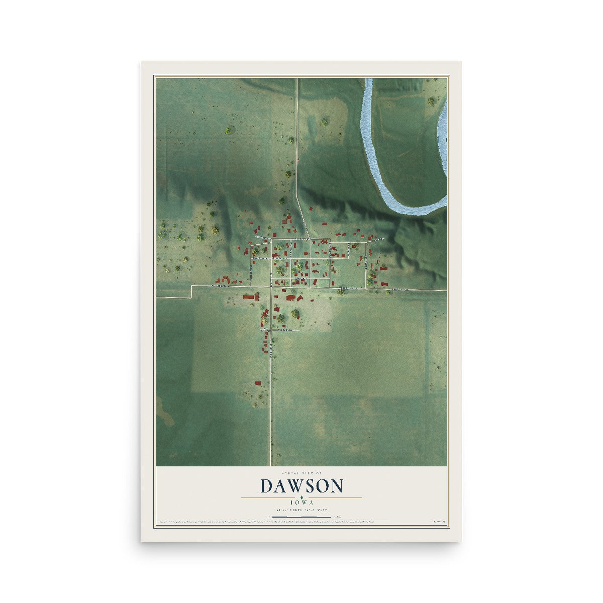 Map of Dawson, Iowa, 12 x 18 inch unframed archival matte print
