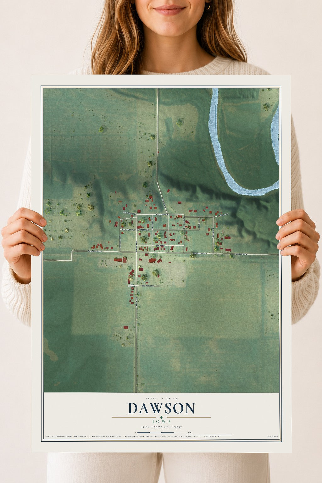 Map of Dawson, Iowa, 18 x 24 inch unframed archival matte print