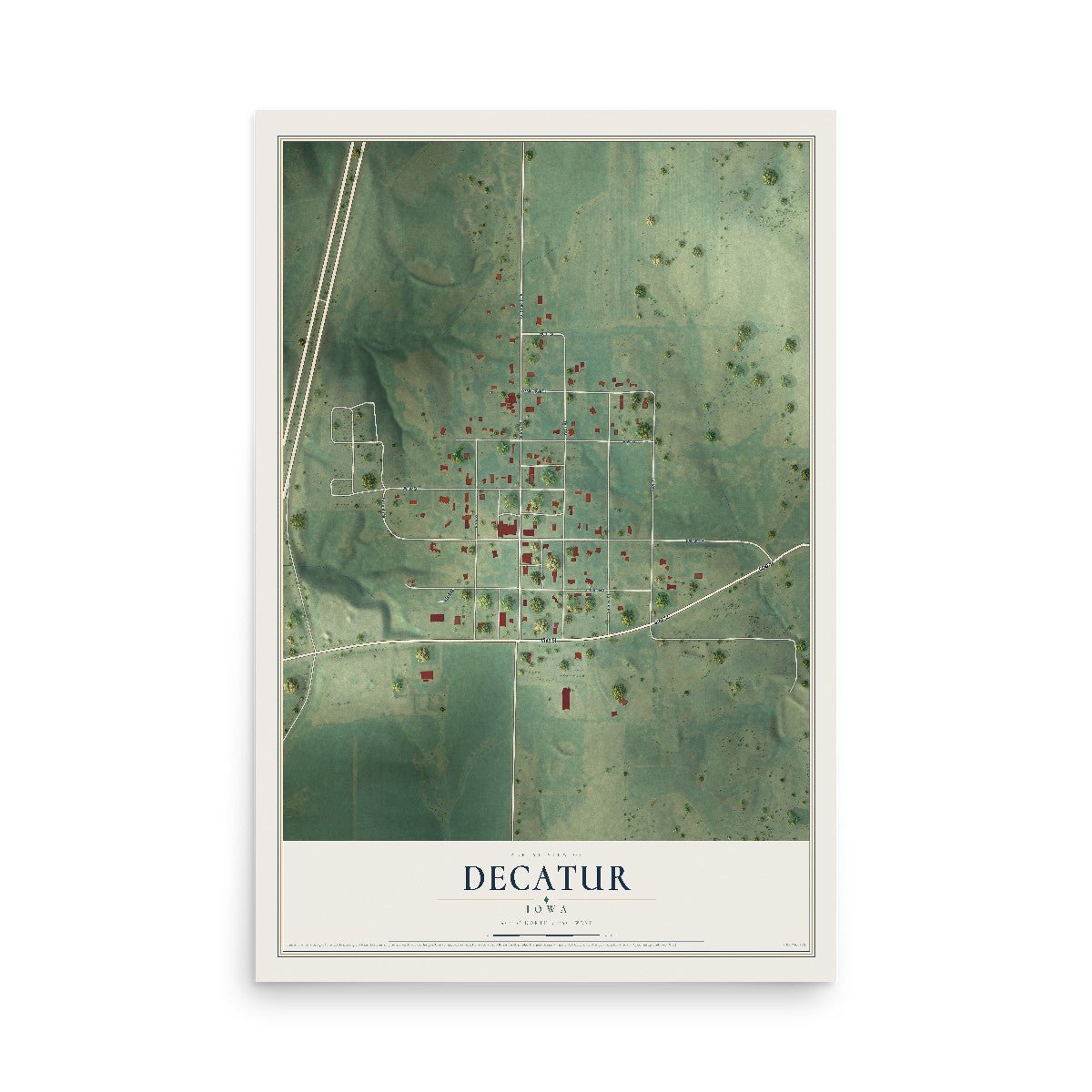 Map of Decatur, Iowa, 12 x 18 inch unframed archival matte print