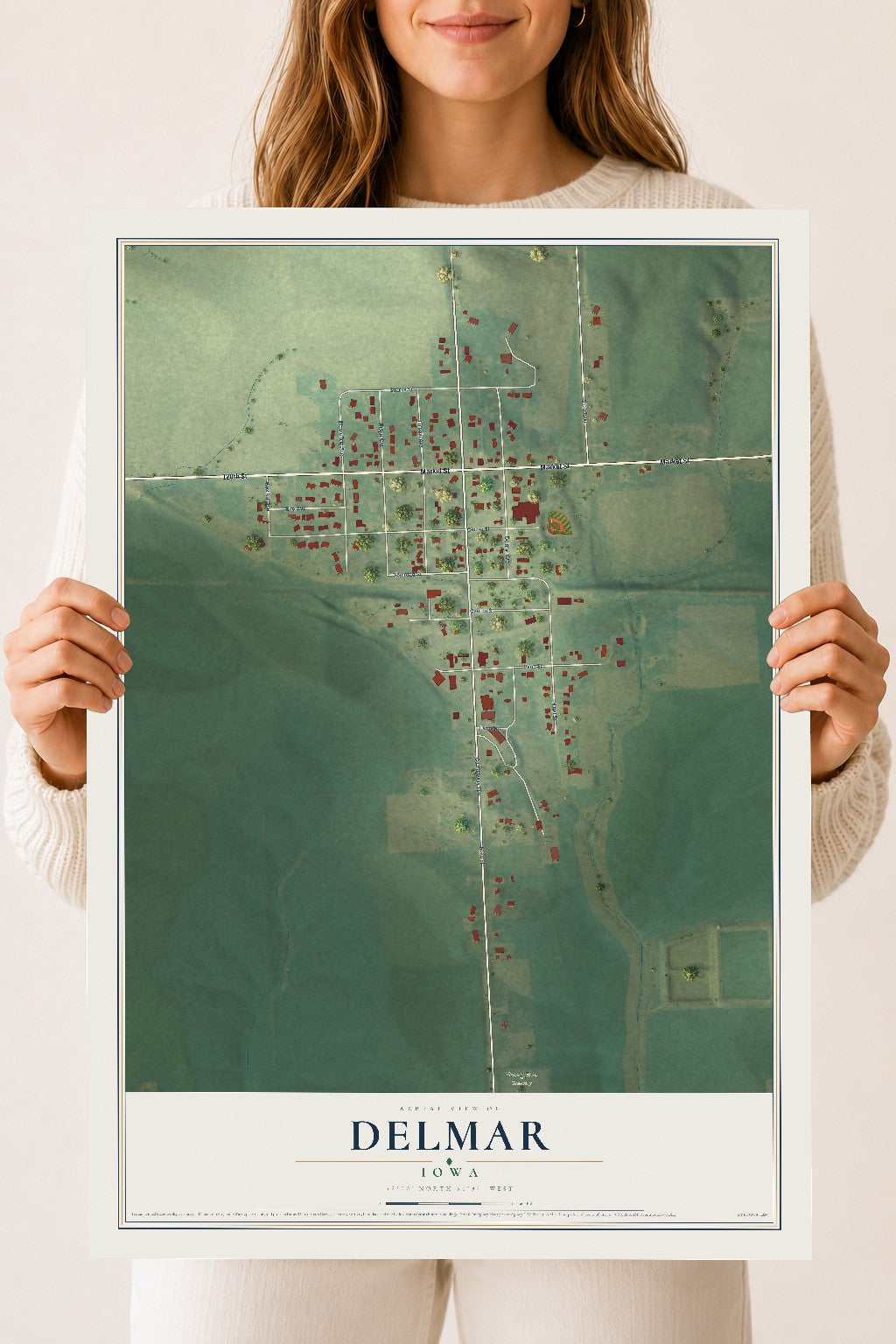 Map of Delmar, Iowa, 18 x 24 inch unframed archival matte print