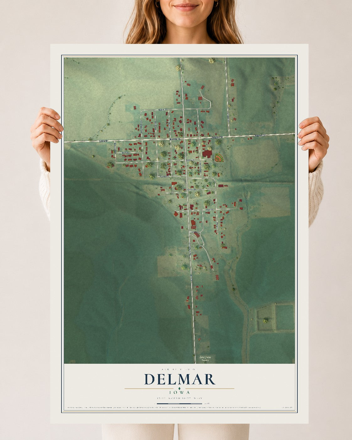 Map of Delmar, Iowa, 24 x 36 inch unframed archival matte print
