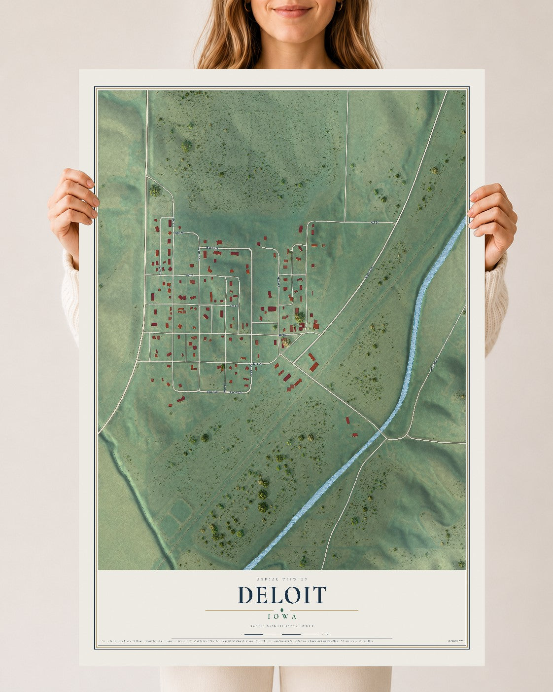 Map of Deloit, Iowa, 24 x 36 inch unframed archival matte print