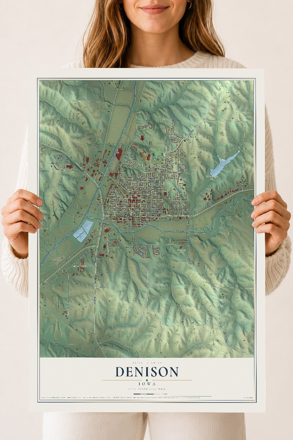 Map of Denison, Iowa, 18 x 24 inch unframed archival matte print