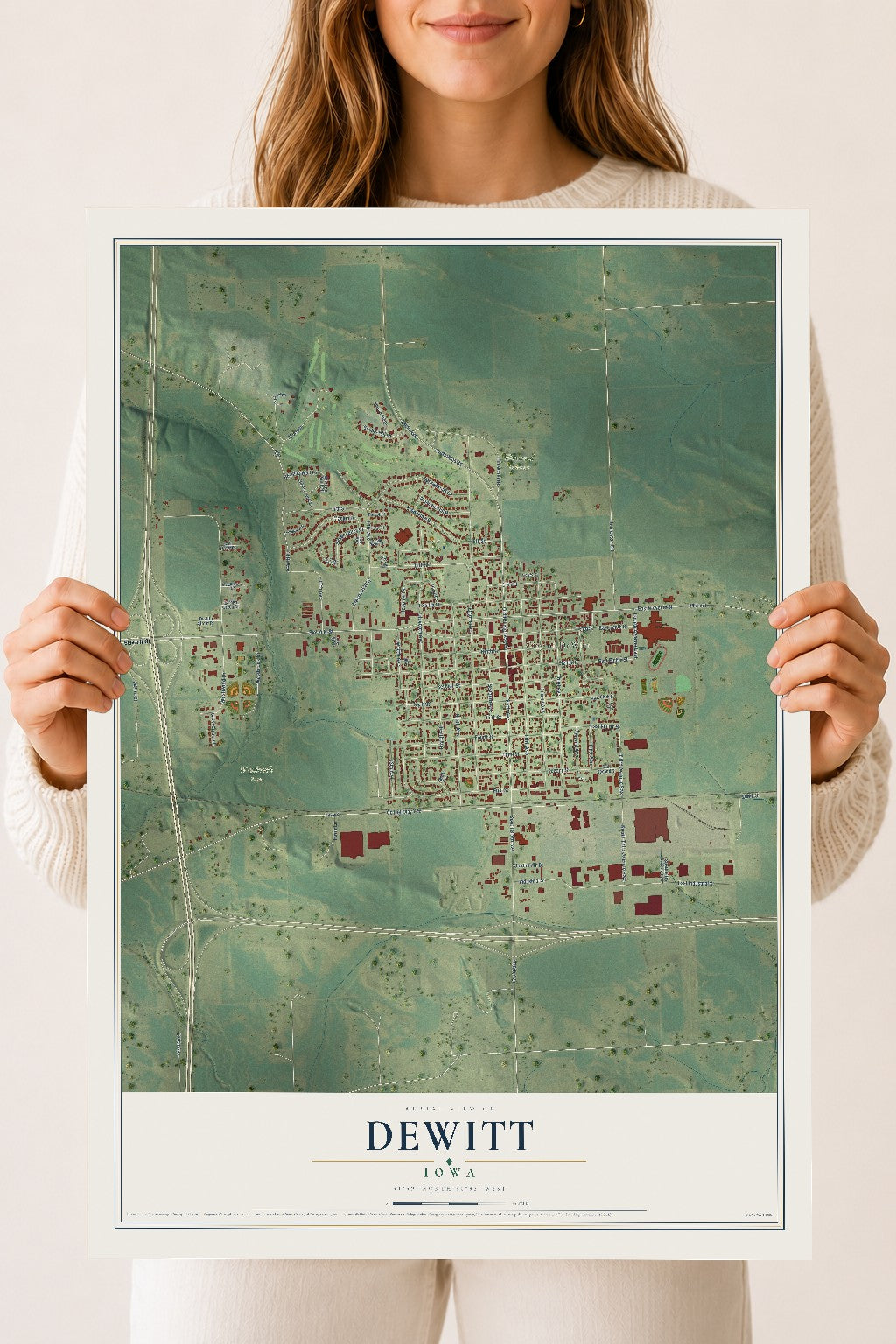 Map of DeWitt, Iowa, 18 x 24 inch unframed archival matte print