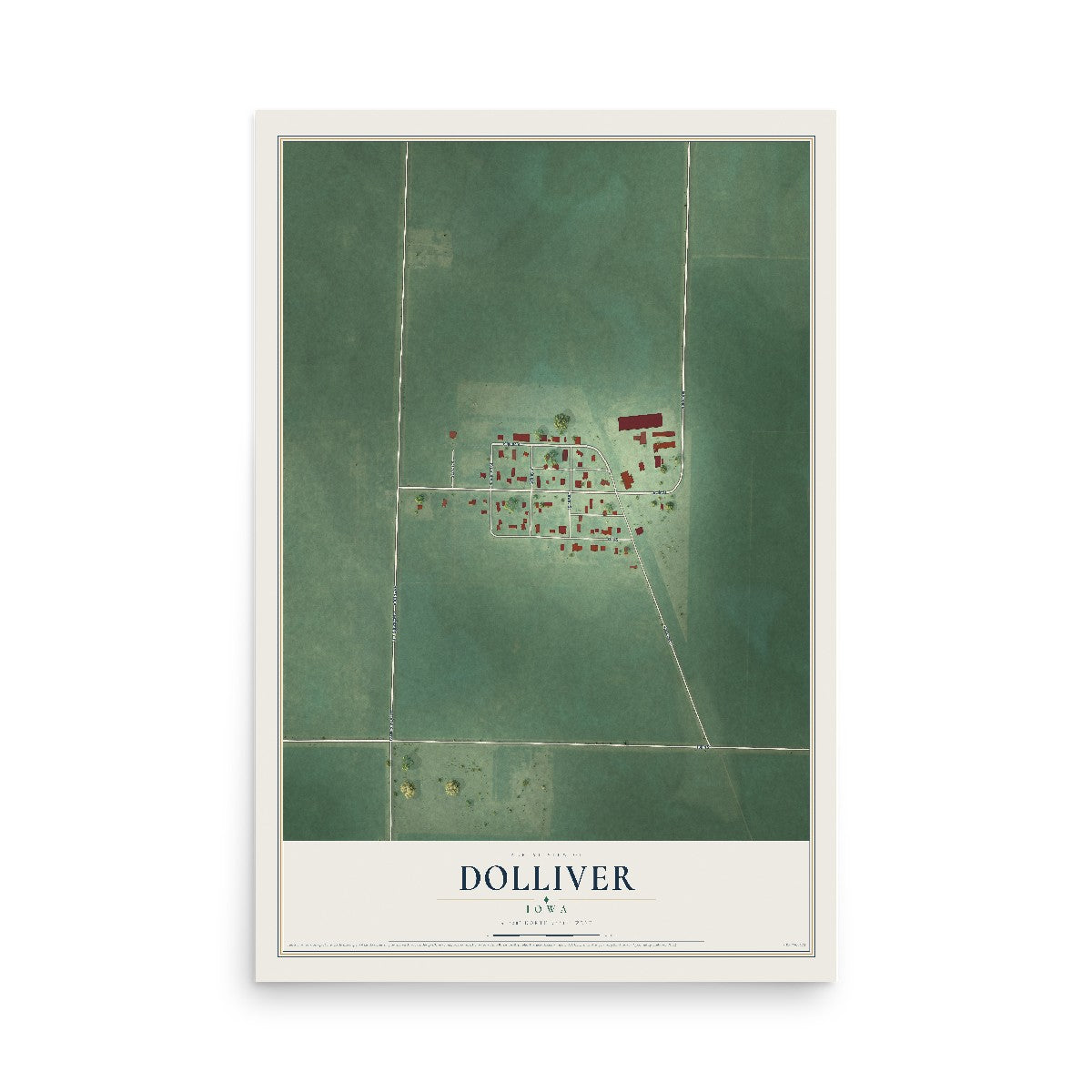 Map of Dolliver, Iowa, 12 x 18 inch unframed archival matte print