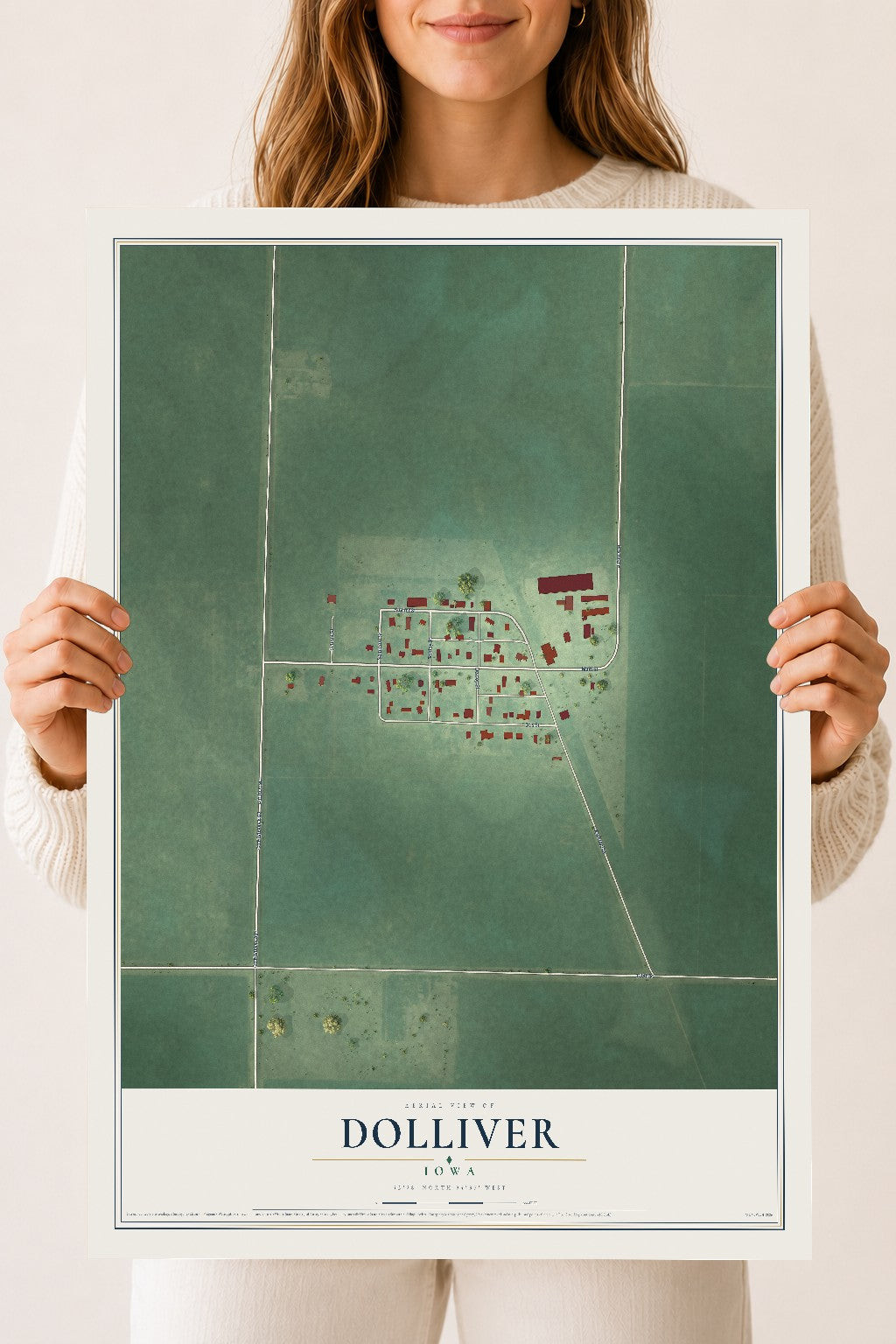 Map of Dolliver, Iowa, 18 x 24 inch unframed archival matte print