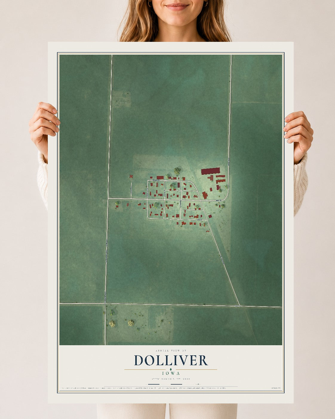 Map of Dolliver, Iowa, 24 x 36 inch unframed archival matte print