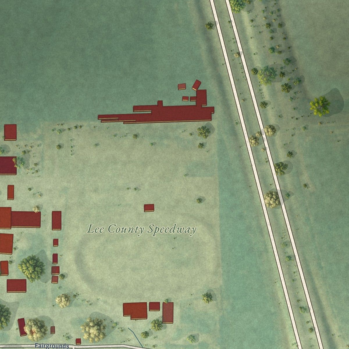 Second close-up of the map of Donnellson, Iowa print showing more streets and buildings