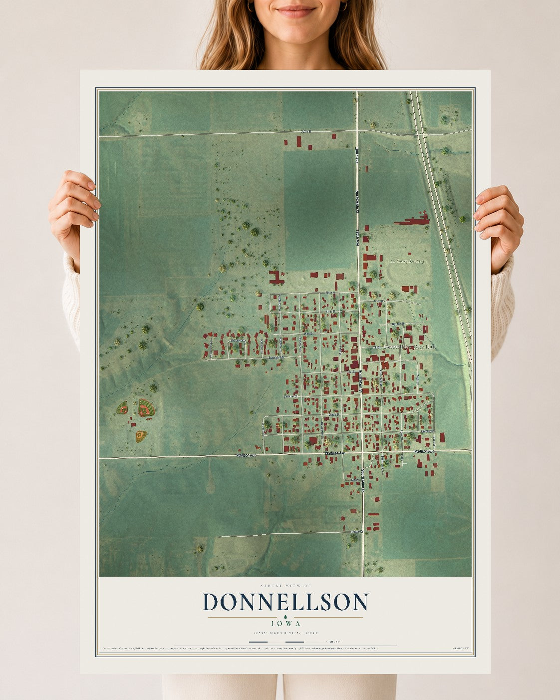 Map of Donnellson, Iowa, 24 x 36 inch unframed archival matte print