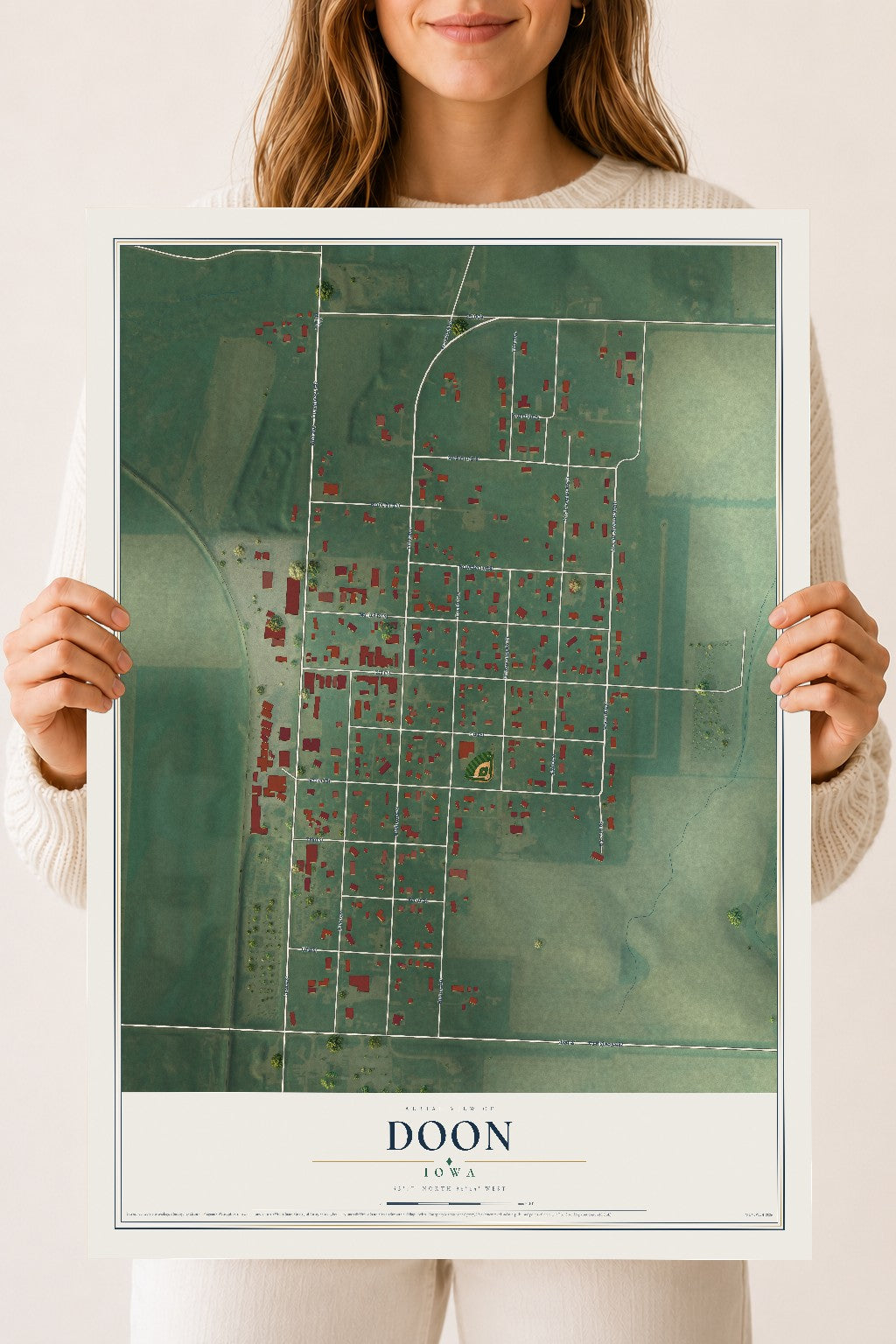 Map of Doon, Iowa, 18 x 24 inch unframed archival matte print