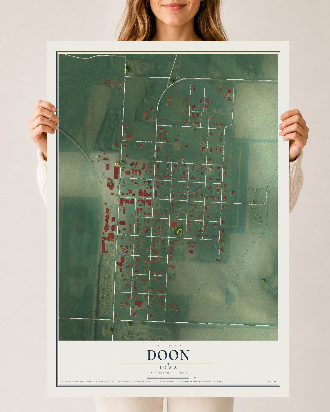 Map of Doon, Iowa, 24 x 36 inch unframed archival matte print
