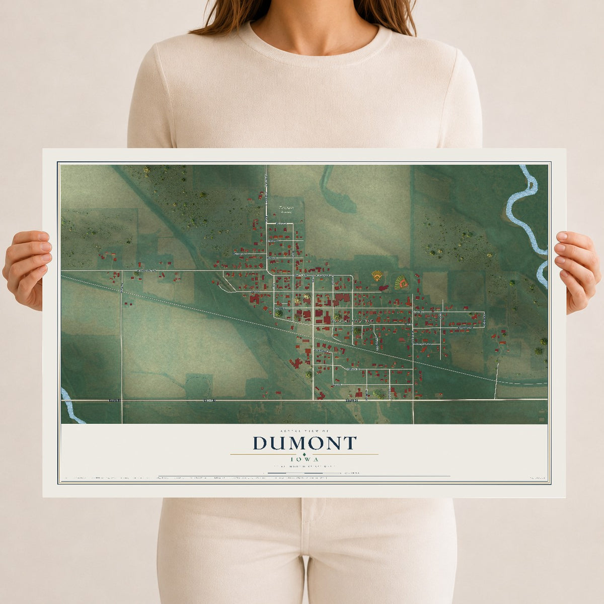 Map of Dumont, Iowa, 12 x 18 inch unframed archival matte print