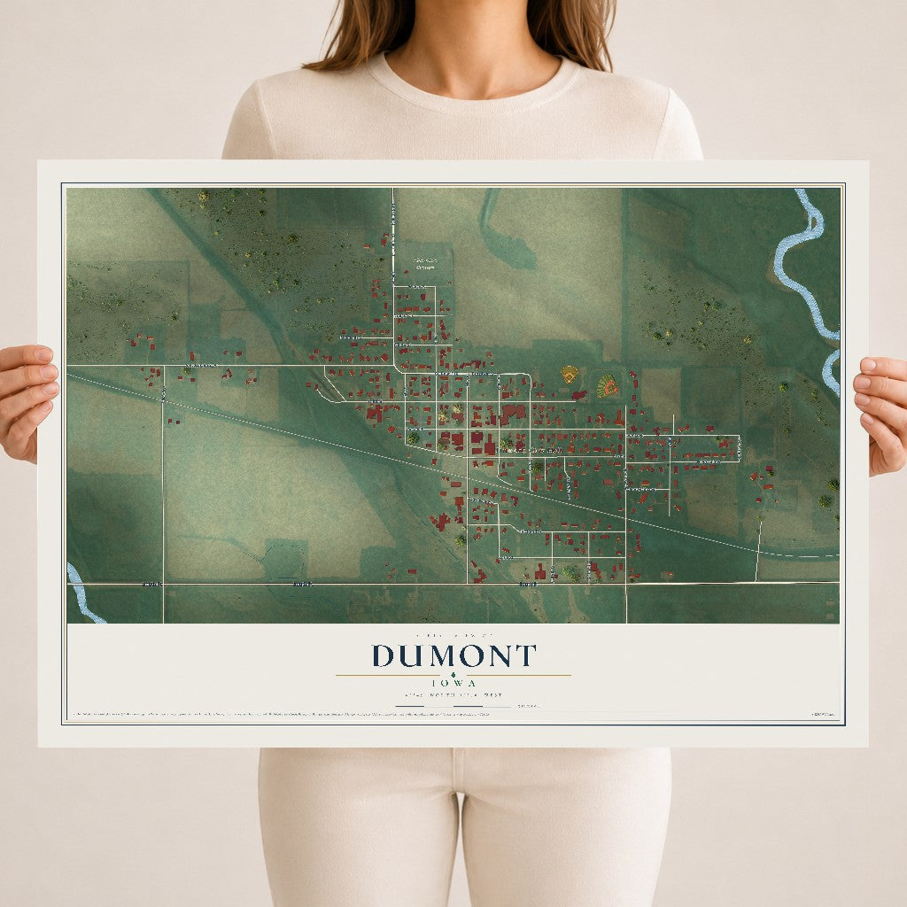 Map of Dumont, Iowa, 18 x 24 inch unframed archival matte print