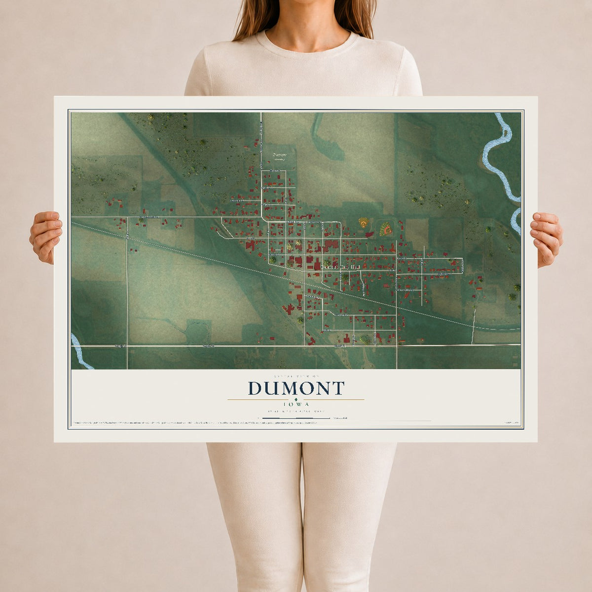 Map of Dumont, Iowa, 24 x 36 inch unframed archival matte print