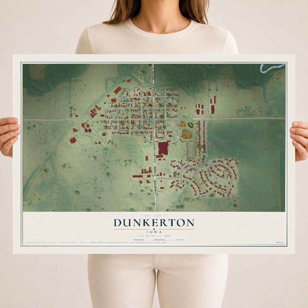 Map of Dunkerton, Iowa, 18 x 24 inch unframed archival matte print