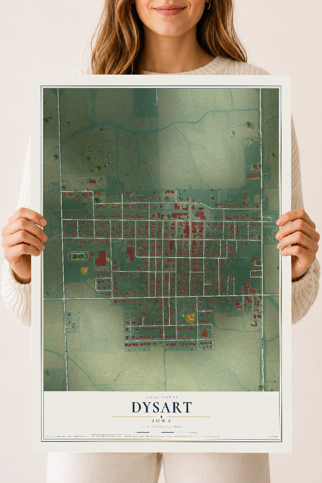 Map of Dysart, Iowa, 18 x 24 inch unframed archival matte print