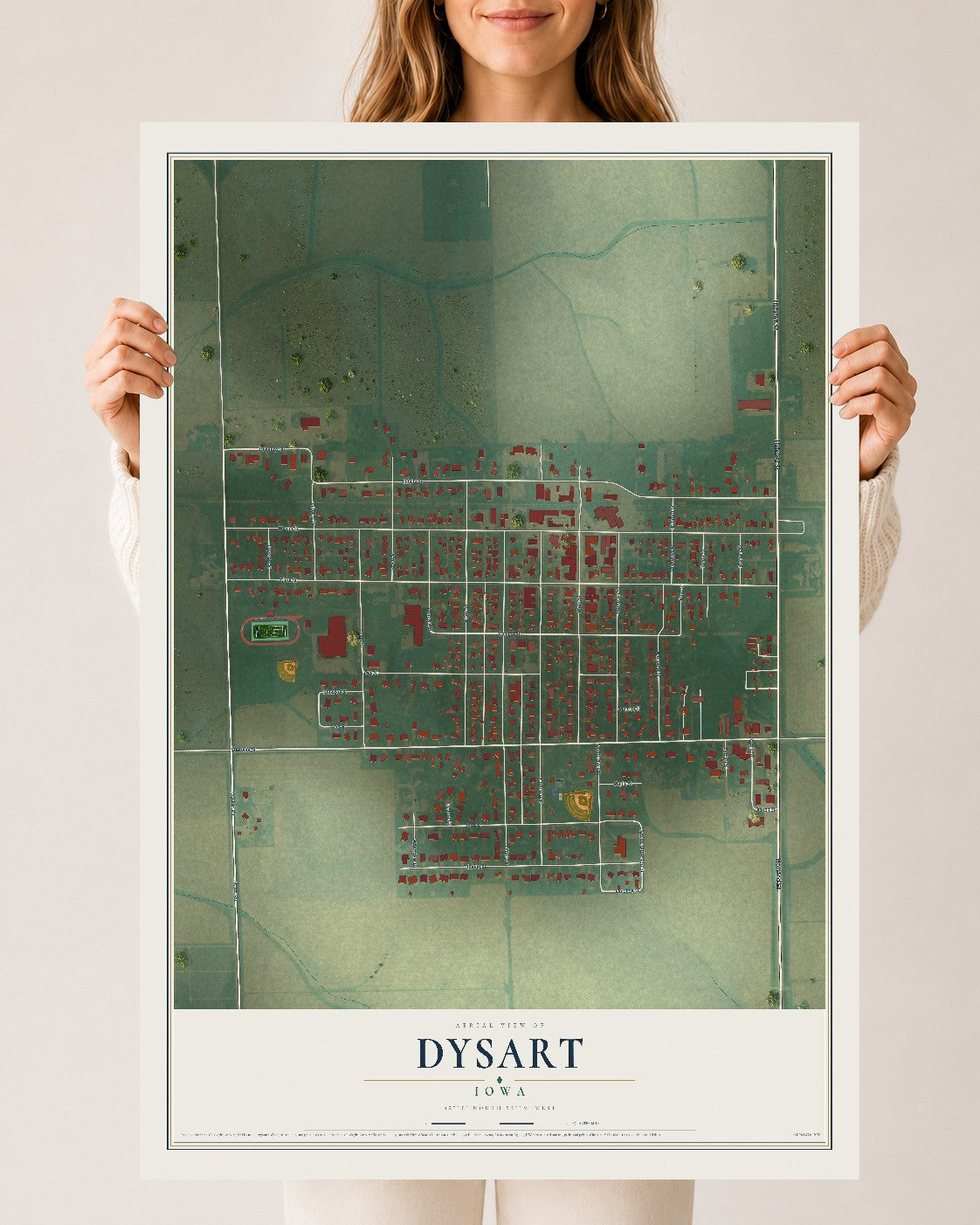 Map of Dysart, Iowa, 24 x 36 inch unframed archival matte print