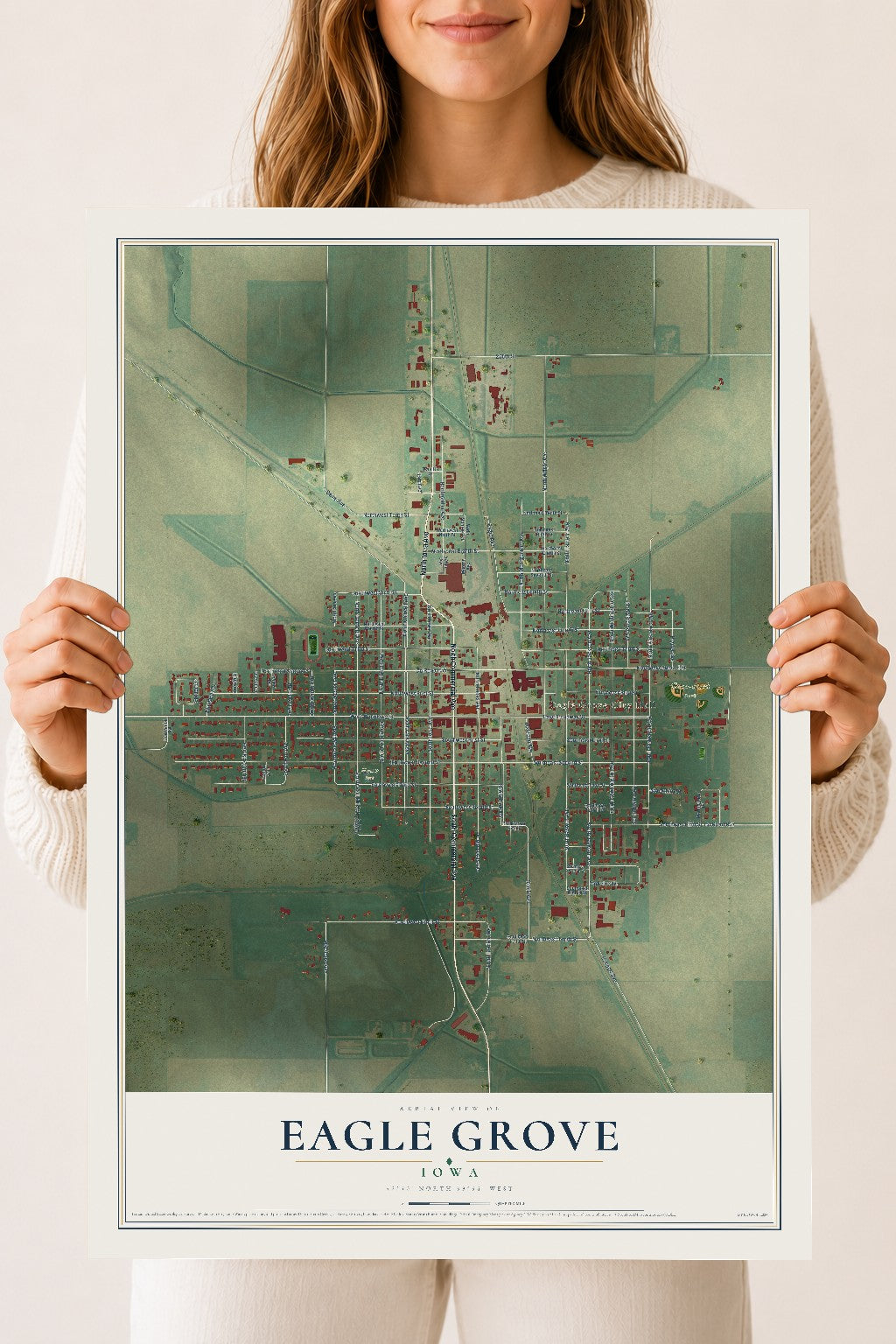 Map of Eagle Grove, Iowa, 18 x 24 inch unframed archival matte print