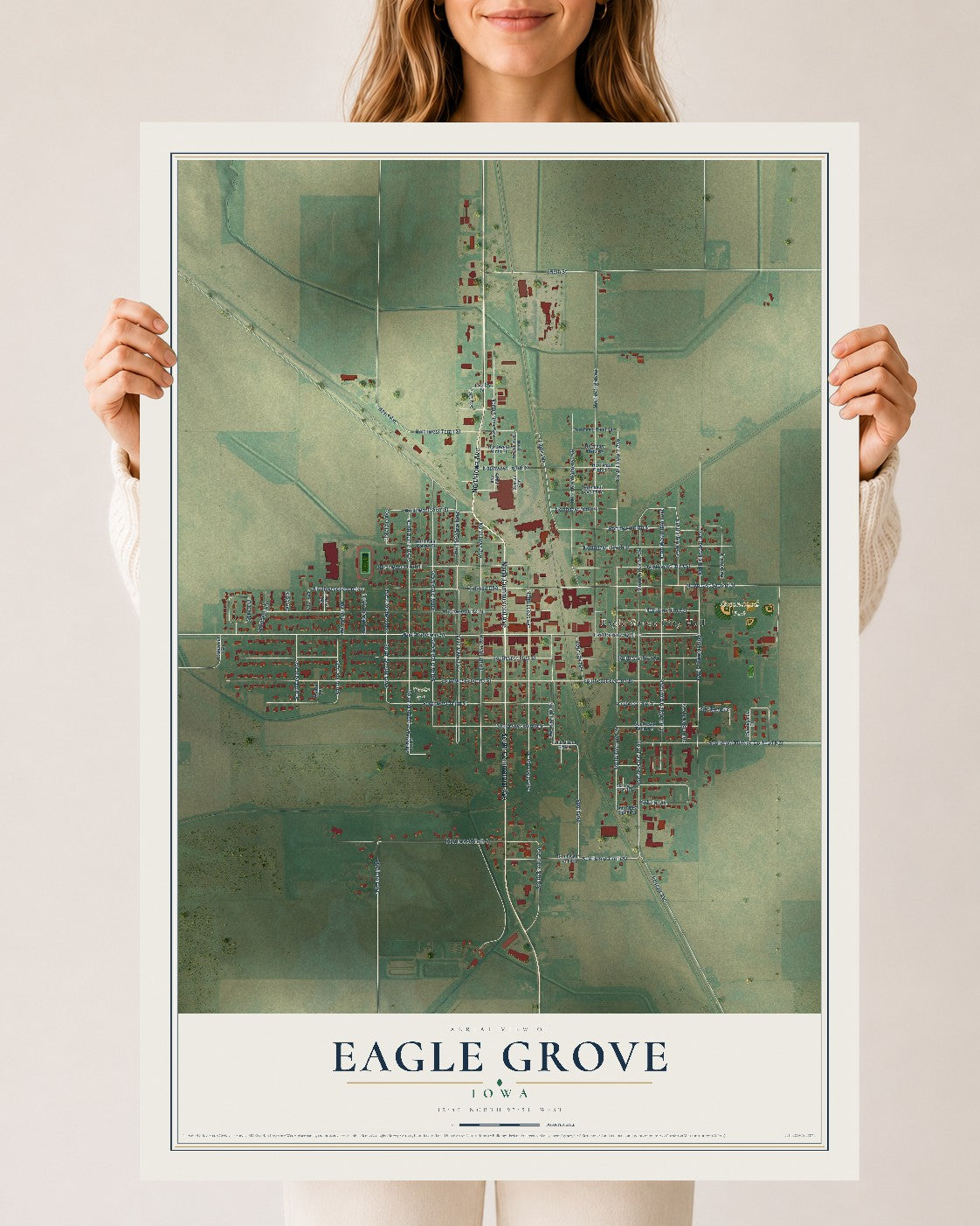 Map of Eagle Grove, Iowa, 24 x 36 inch unframed archival matte print