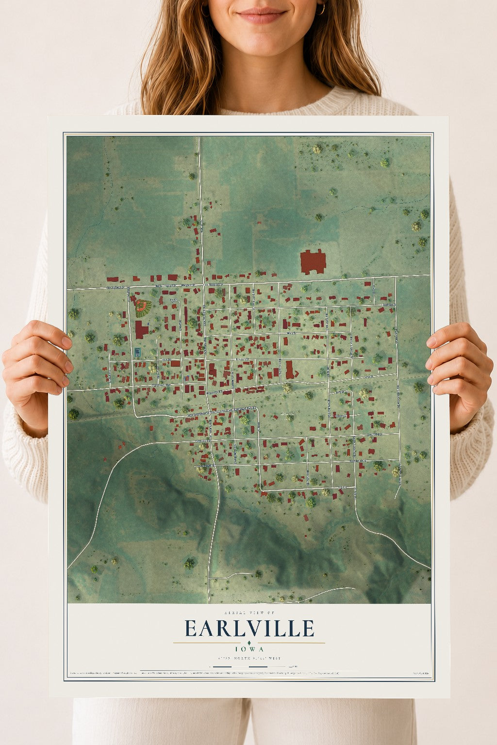 Map of Earlville, Iowa, 18 x 24 inch unframed archival matte print