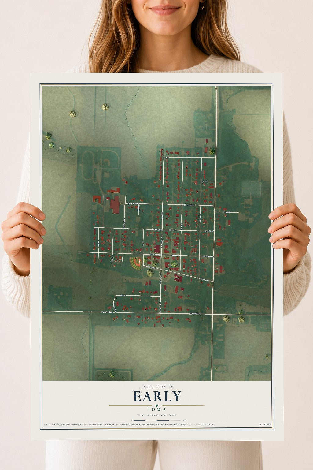 Map of Early, Iowa, 18 x 24 inch unframed archival matte print
