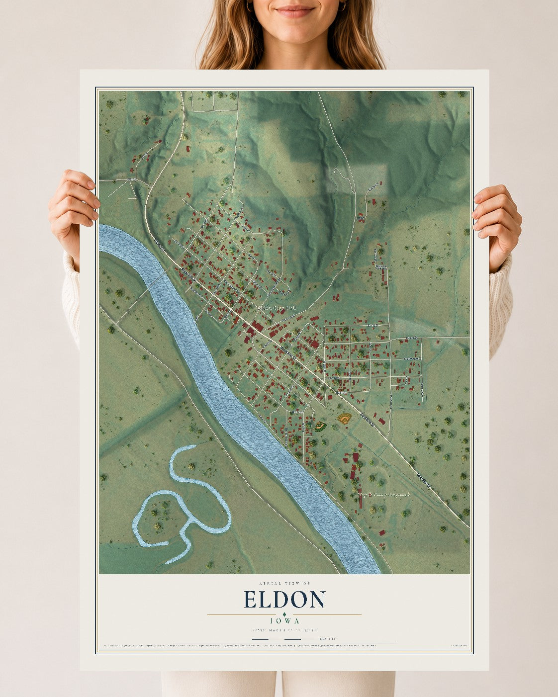 Map of Eldon, Iowa, 24 x 36 inch unframed archival matte print