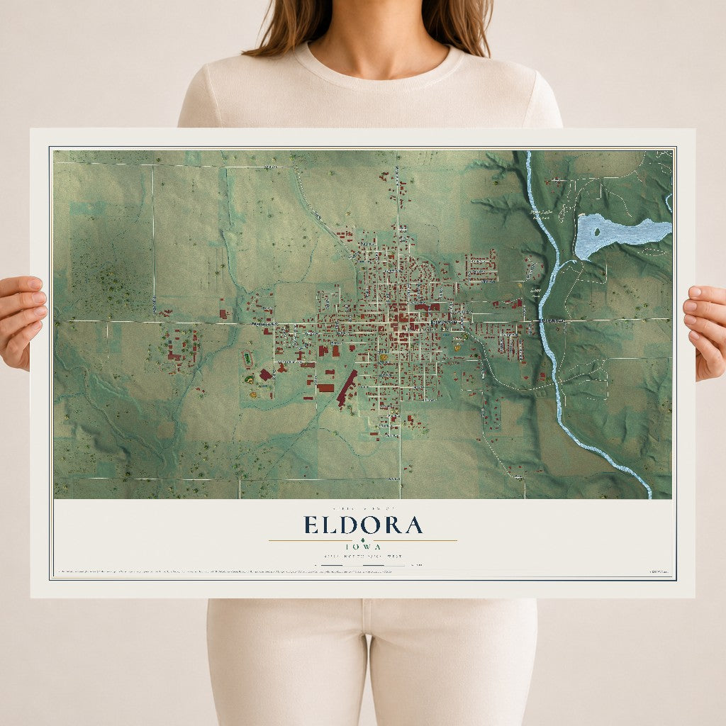 Map of Eldora, Iowa, 18 x 24 inch unframed archival matte print