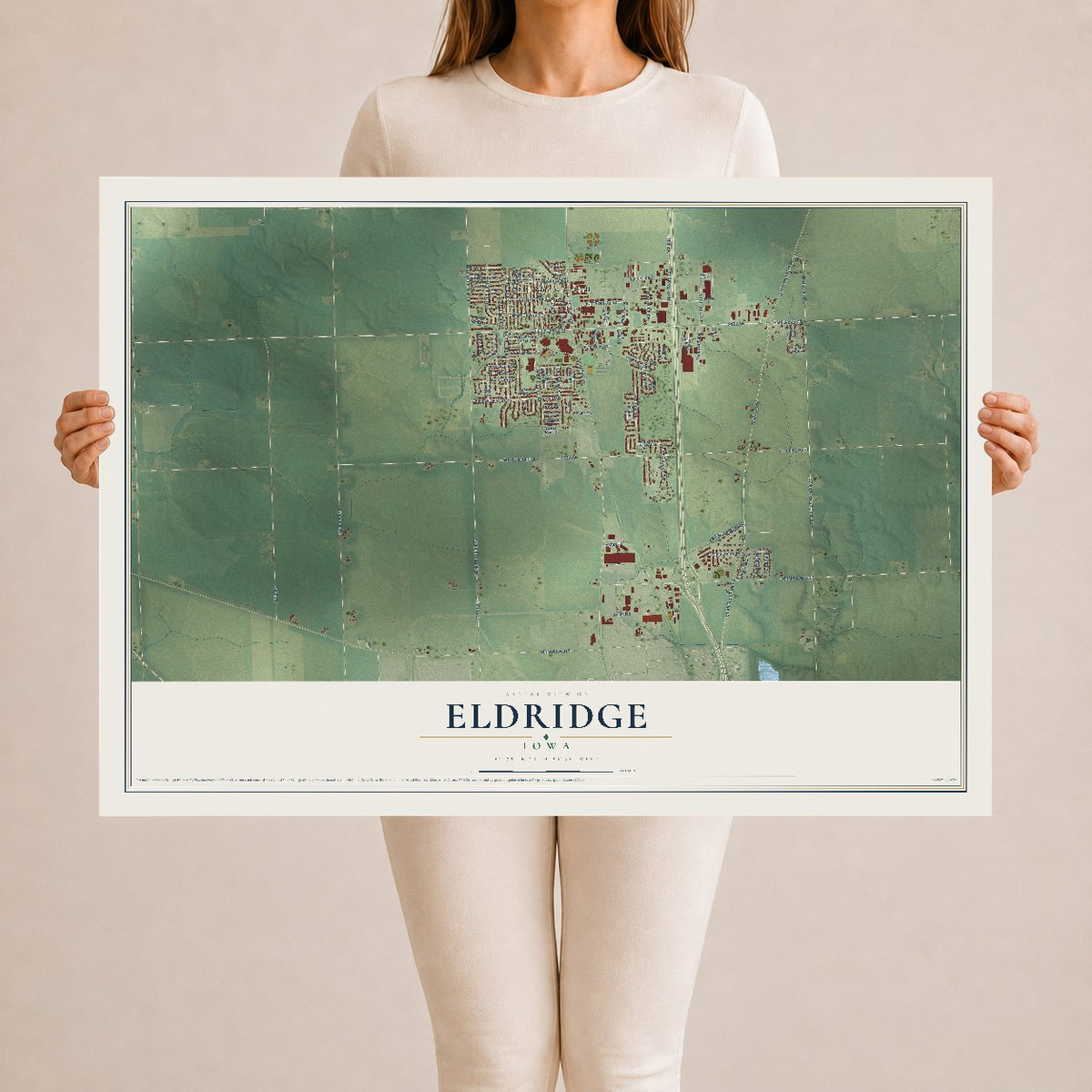 Map of Eldridge, Iowa, 24 x 36 inch unframed archival matte print