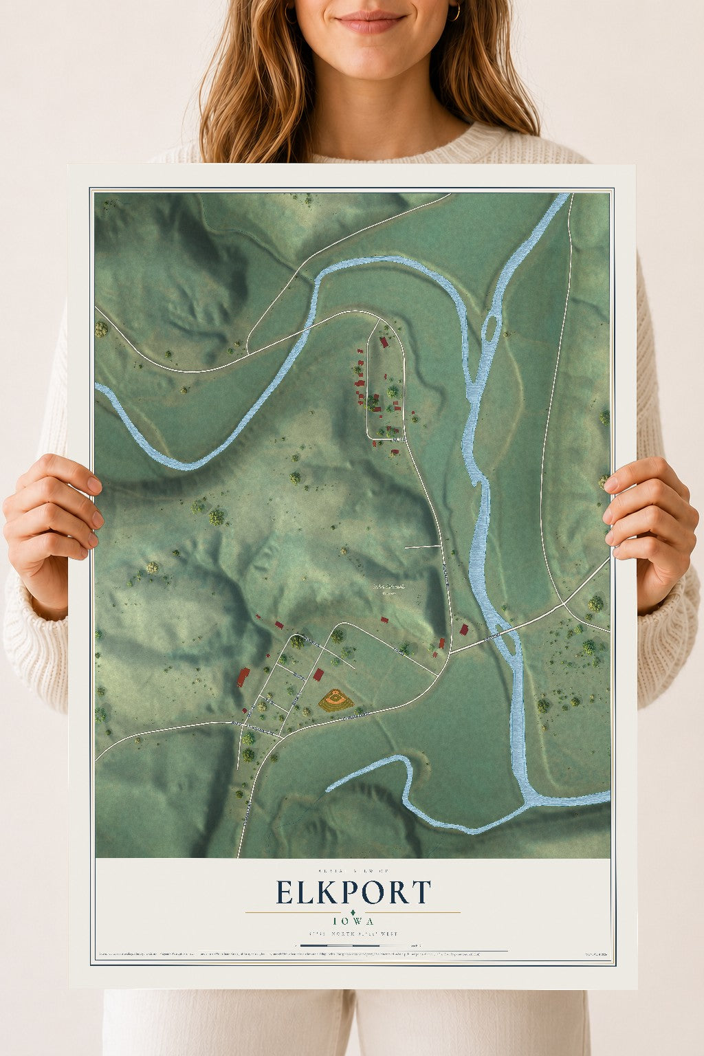 Map of Elkport, Iowa, 18 x 24 inch unframed archival matte print