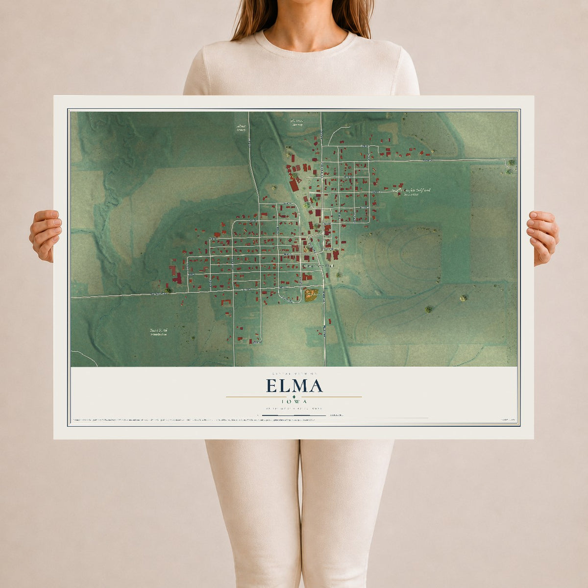 Map of Elma, Iowa, 24 x 36 inch unframed archival matte print