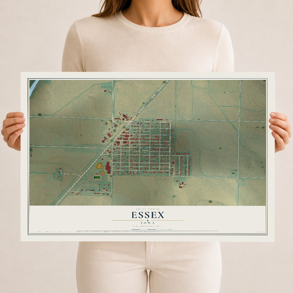Map of Essex, Iowa, 12 x 18 inch unframed archival matte print