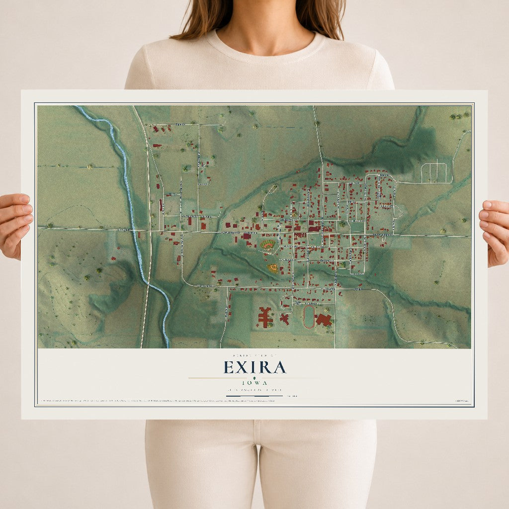Map of Exira, Iowa, 18 x 24 inch unframed archival matte print