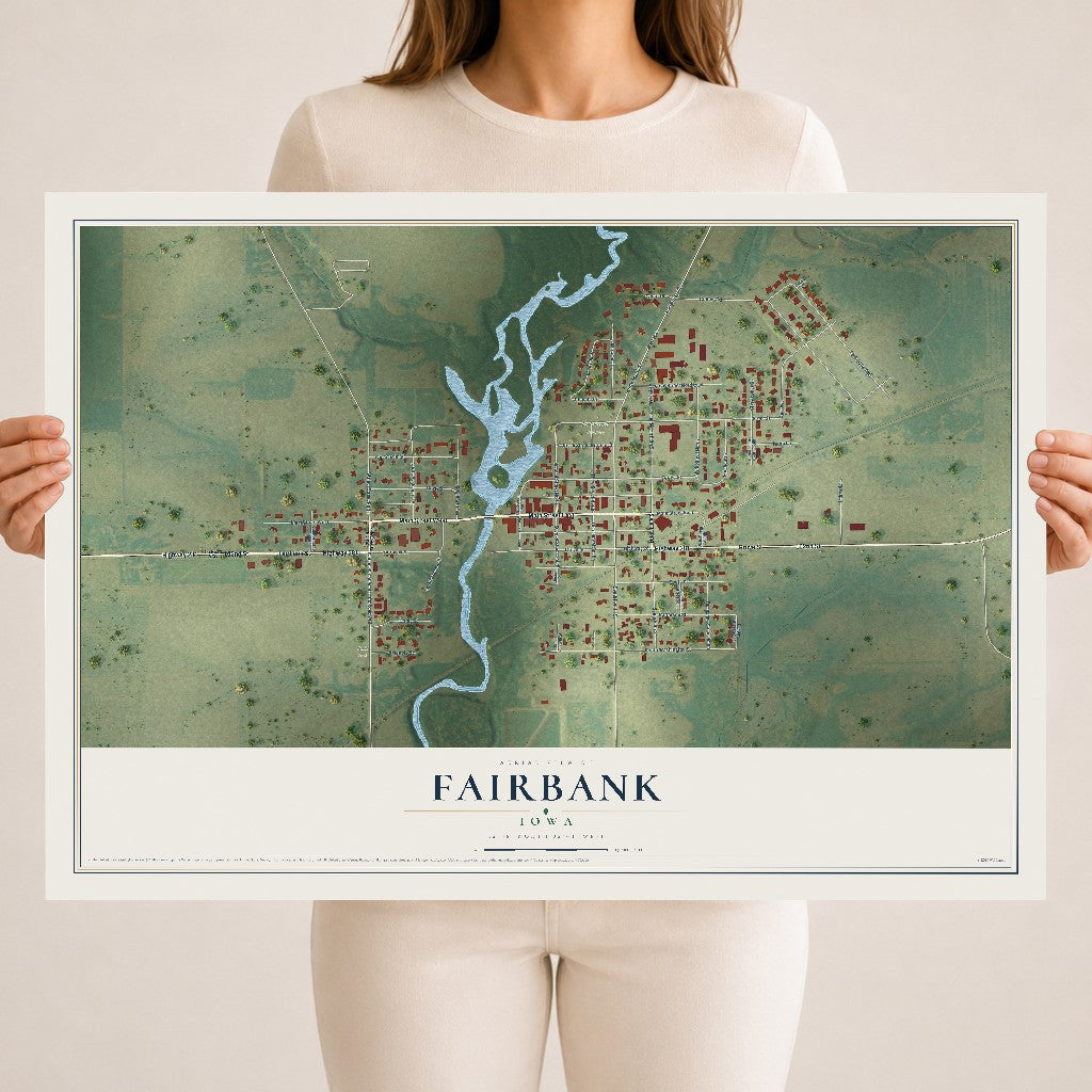 Map of Fairbank, Iowa, 18 x 24 inch unframed archival matte print