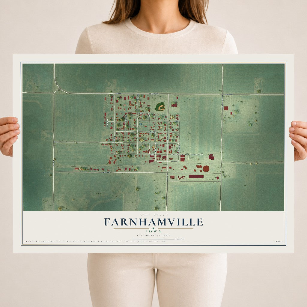 Map of Farnhamville, Iowa, 18 x 24 inch unframed archival matte print