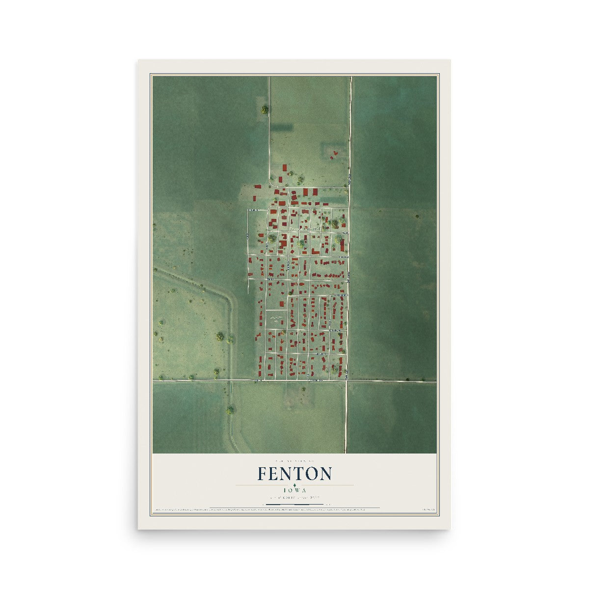 Map of Fenton, Iowa, 12 x 18 inch unframed archival matte print