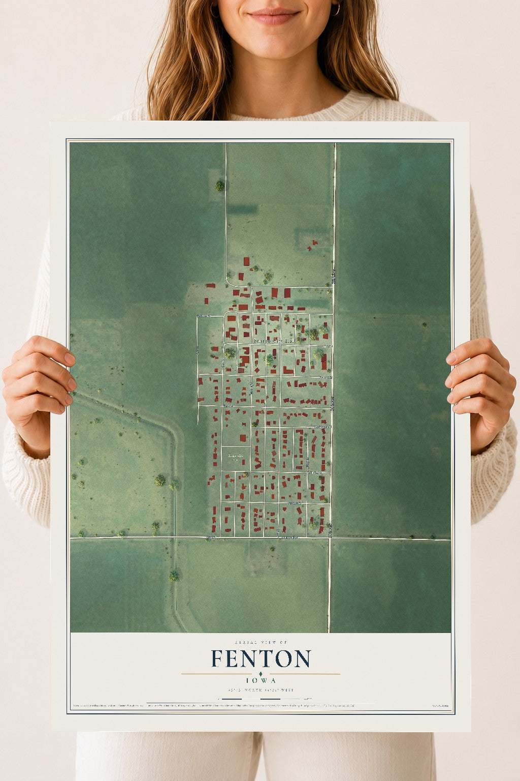 Map of Fenton, Iowa, 18 x 24 inch unframed archival matte print