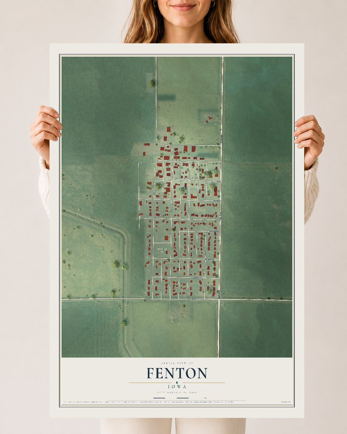 Map of Fenton, Iowa, 24 x 36 inch unframed archival matte print