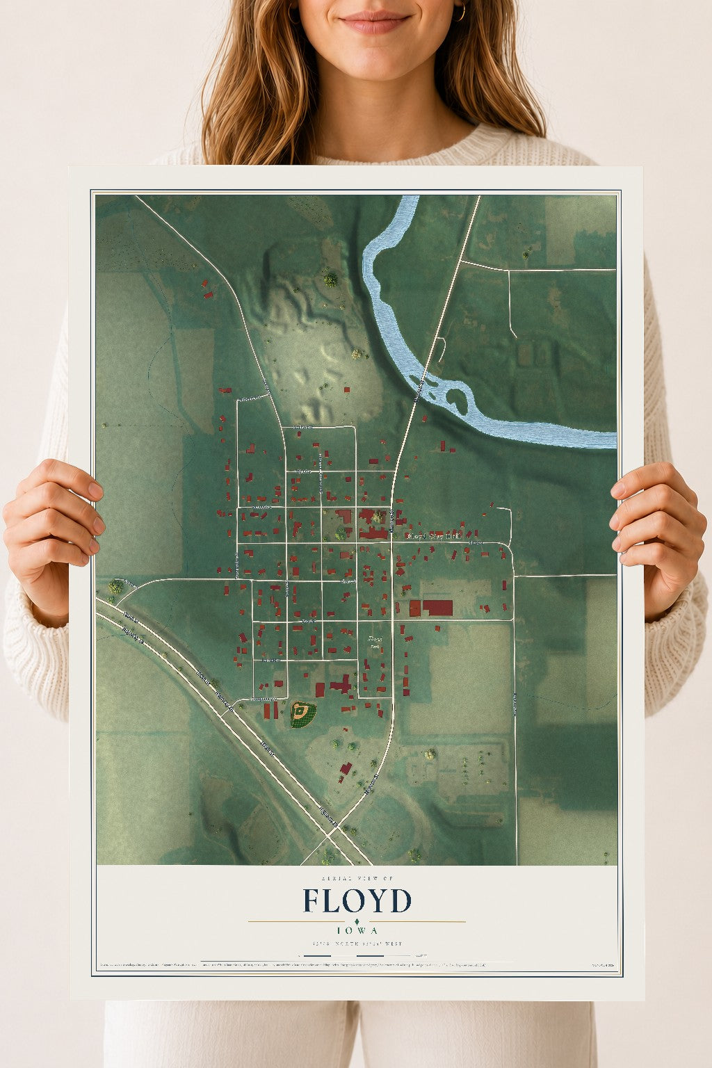 Map of Floyd, Iowa, 18 x 24 inch unframed archival matte print