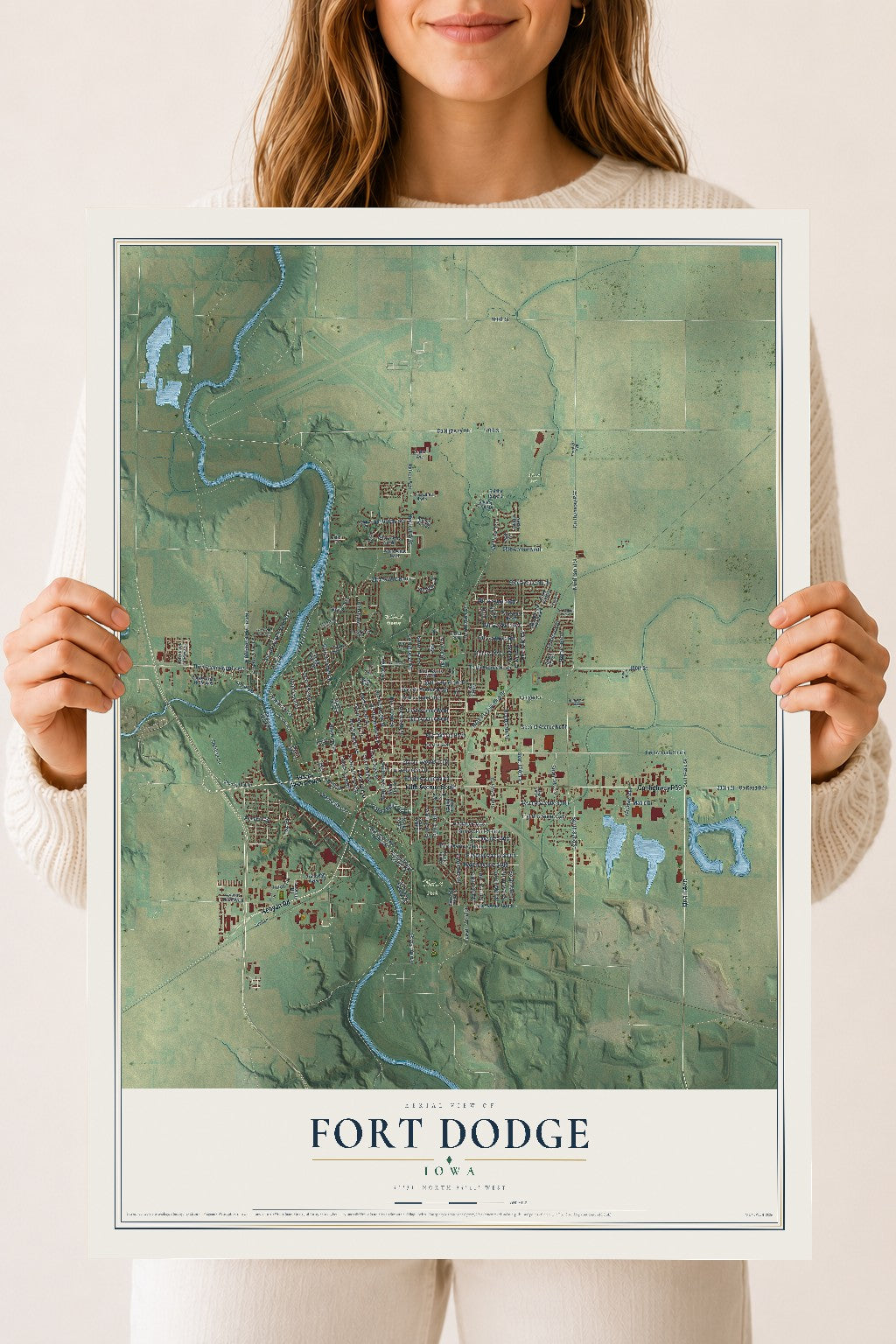 Map of Fort Dodge, Iowa, 18 x 24 inch unframed archival matte print
