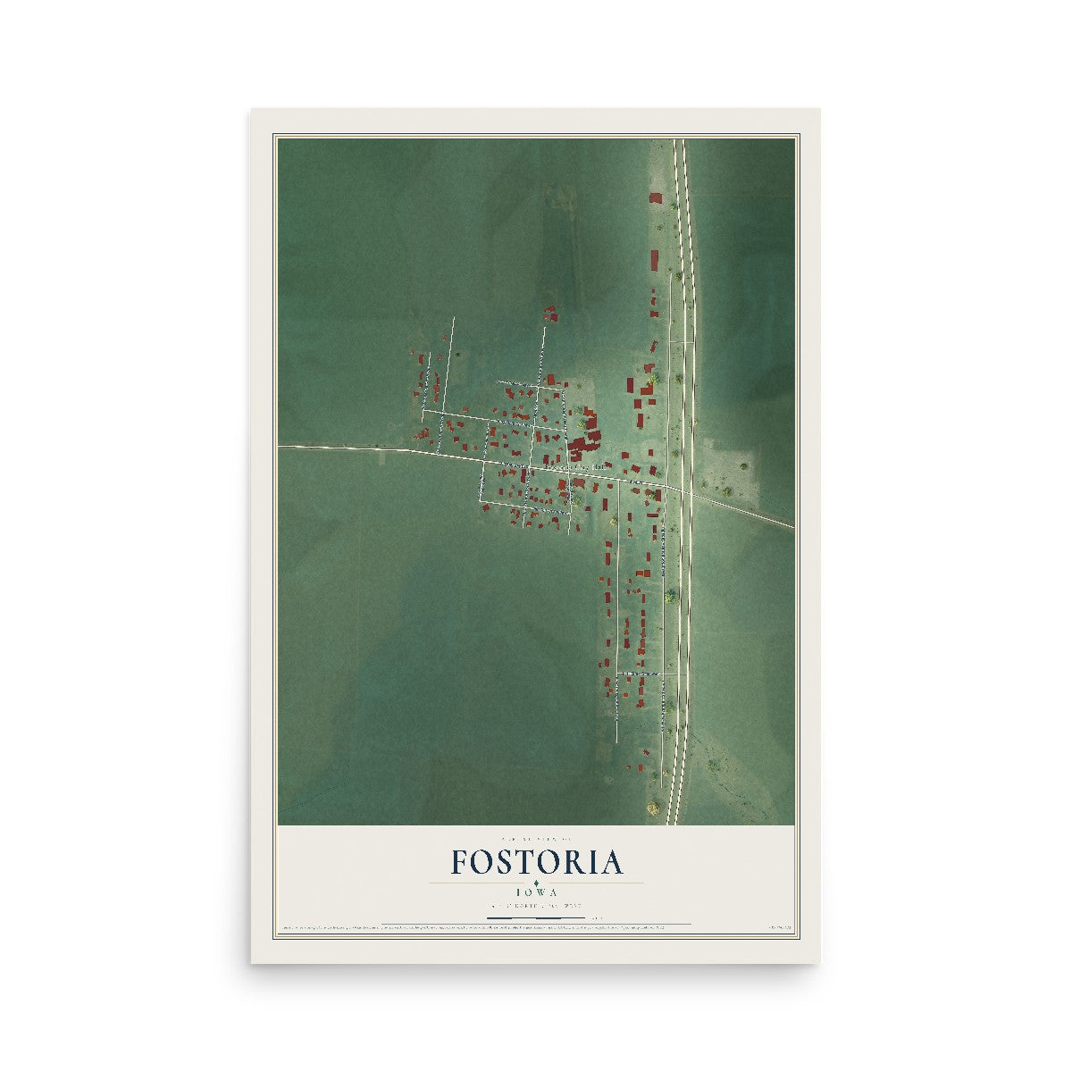 Map of Fostoria, Iowa, 12 x 18 inch unframed archival matte print